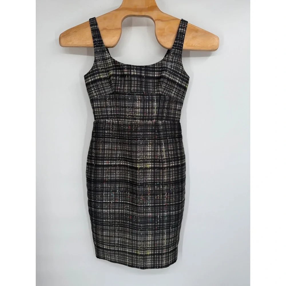 MILLY‎ Women's Sleeveless Tweed Plaid Sheath Dress Multicolor Size 4